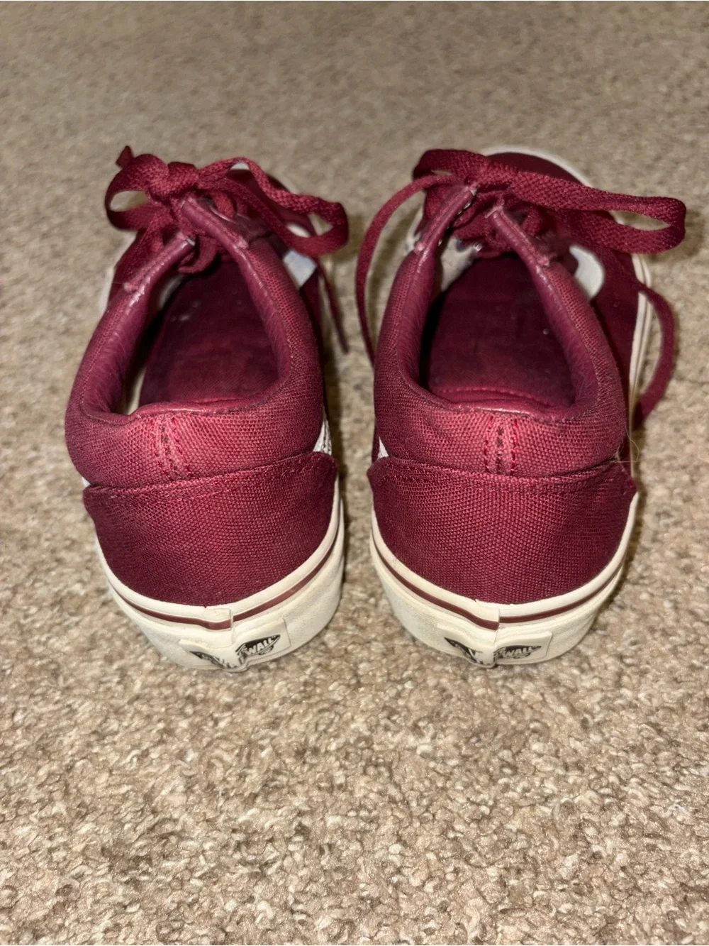 Vans Women's Burgundy Low-Top Sneakers with White Side Stripe